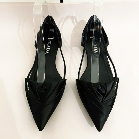 Like New PRADA Rose Satin Cut Out Ballerina Flats - Picture 6 of 12